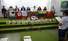 Mesa da solenidade de abertura do curso de bacharelado em Agroecologia