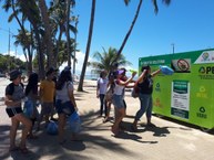 Material foi dispensado corretamente no container de coleta seletiva