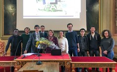 A reitora Valéria Correia em visita à Universidade de Pavia, na Itália