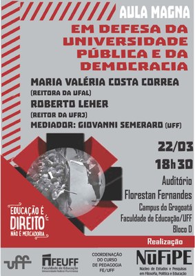 Aula inaugural com o tema "Em Defesa da Universidade e da Democracia"