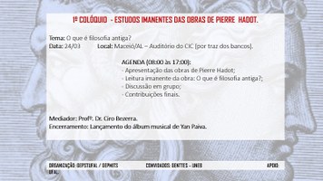 Grupos de estudos realizam colóquio sobre obras de Pierre Hadot