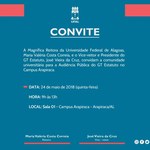 Gestão convida para audiência pública sobre reformulação do Estatuto da Ufal em Arapiraca