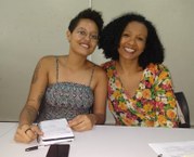 Eloysa Lopes, bolsista e a professora Lígia Ferreira, da comissão da SBPC Afro e Indígena