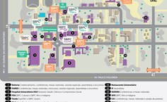 Confira no mapa onde está a Tenda Damião, ao lado da Reitoria