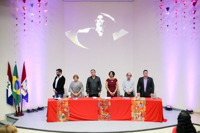 Representantes de Alagoas compõem a mesa de abertura da SBPC Educação (Foto: Renner Boldrino)