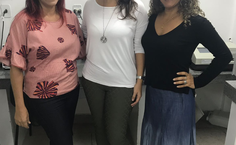 Da esquerda para a direita: A professora Flávia Moura, a doutoranda Camila Moura e a professora Magna Suzana
