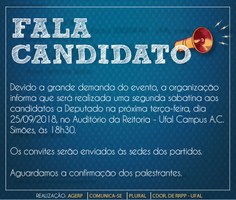 Ufal promove sabatinas com candidatos a cargos parlamentares de Alagoas