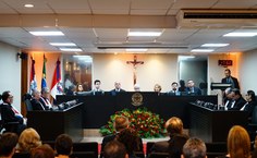 Mesa de honra da cerimônia de entrega da Comenda da Ordem do Mérito Ministro Silvério Fernandes de Araújo Jorge