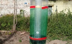 Pluviômetro de Garrafa PET feita por estudantes. Foto: Arquivo pessoal