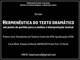 Espaço Cultural recebe oficina de Hermenêutica do Texto Dramático