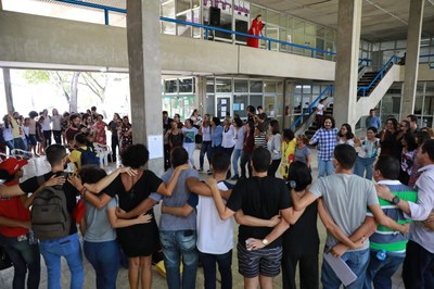 Ato de apoio aconteceu na manhã de hoje (15). Foto: Renner Boldrino