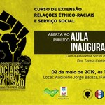 Curso de extensão em Relações Étnico-Raciais e Serviço Social realiza aula inaugural