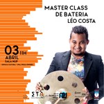 Léo Costa fará master class de bateria nesta quarta