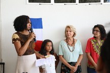 Lígia dos Santos, coordenadora do Neabi, e reitora Valéria Correia durante o evento. Foto: Renner Boldrino