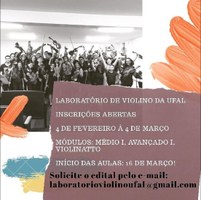 Inscrições abertas para Laboratório de Violino da Ufal