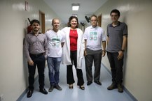 Equipe que está na linha de frente para a entrega do novo setor do HU: Rodolfo Oliveira, Anderson Dantas (gerente administrativo), Eliane Cavalcanti, Célio Rodrigues e Daniel Araújo, chefe do Setor de Infraestrutura