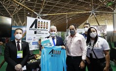 Visita do ministro, astronauta Marcos Pontes, e do secretário de Pesquisa e Formação Científica, Marcelo Morales, ao estande das Expedições da Ufal