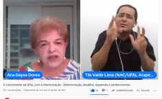 Ana Dayse mediou a live com os atuais ex-dirigentes do campus