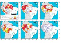 Mapa com a evolução da seca na Amazônia