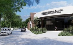 Perspectiva da nova fachada do Fórum, que funciona dentro da Universidade Federal de Alagoas