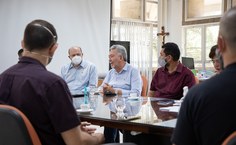 Reunião no Gabinete do Reitor quando foram apresentados novos projetos da Ufal