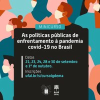 Inscrições abertas para minicurso sobre enfrentamento da covid-19