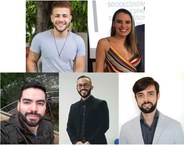 Da direita para a esquerda superior, Wandklebson e Mariana (UFS). Da direita para a esquerda inferior, os professores Márcio Bezerra (UFS), Carlos Dornels (Ufal) e Rodrigo Carmo (Univasf).