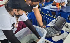 Pesquisadores em atuação durante a expedição de 2021