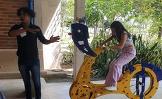 A estudante do ensino fundamental, Maria Flor Martins, de apenas 10 anos, se divertiu no Espaço da Usina Ciência