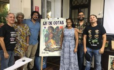 Participantes do evento na Ufba, da esquerda para a direita: Rômulo Rogério, Regla Toujaguez, Danilo Luiz Marques, Rosa Correia, Paulo Simões  e José Jacó