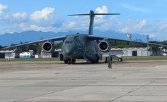 Vista do KC390 na base aérea no Rio de Janeiro