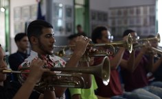 Alunos da oficina de trompete