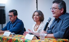 Ermi Magalhães (Sesau), Marge Tenório (Ministério da Saúde) e Fábio Guedes (Fapeal) em solenidade de abertura do seminário final de avaliação dos projetos PPSUS