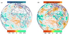Imagens de satélite sugerem redução nas nuvens de chuva e aumento das temperaturas no Nordeste (áreas em laranja).