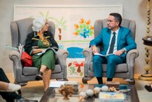 Governador Paulo Dantas e a coordenadora do Pdui, professora Regina Dulce, da Faculdade de Arquitetura e Urbanismo da Ufal (Foto Edvan Ferreira, Agência Alagoas)