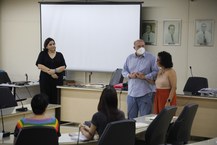 Márcia Alencar, Tonholo e Cícera Albuquerque, na reunião