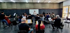 Orquestra Sinfônica Universitária durante ensaios para apresentação na abertura do Circuito