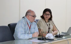 Reitor Josealdo Tonholo e a vice-reitora Eliane Cavalcanti, na condução dos trabalho no Consuni