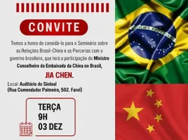 Inscrições abertas para Seminário sobre Relações Brasil-China/Cooperação