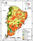 Bioma caatinga no Nordeste do Brasil abrange uma área de cerca de 735 mil km