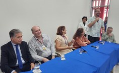 Diretor do IQB, Tiago Mendonça, ressaltou o trabalho e a dedicação dos professores Edson Bento e Mario Meneghetti para concretizar o Nupaqbio