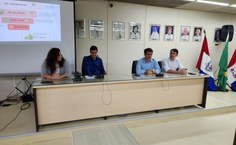 Equipe técnica da Proginst: Luísa Oliveira, Jarman Aderico e Lúcuius Rocha e o superintendente da Sinfra, Felipe Paes (de camisa azul claro)
