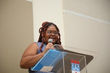 Jéssyka Faustino, integrante do Neabi, fez o discurso panegírico