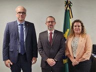 José Daniel Diniz Melo, presidente da Andifes,Vinicius Marques de Carvalho, ministro da CGU, e Sandra Goulart, vice-presidente da Andifes