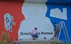 Mural de 50m² sendo criado