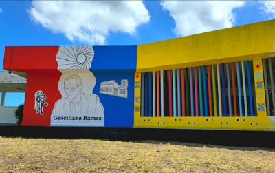 Painel criado na fachada da Fale, pelo servidor e artista visual Ermans Carvalho Painel criado na fachada da Fale, pelo servidor e artista visual Ermans Carvalho