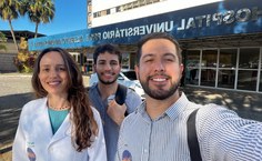 Equipe envolvida na pesquisa  em visita ao HU para coleta de dados