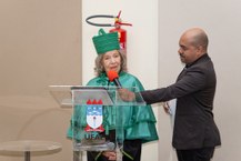 Professora Francisca durante seu discurso