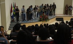 Apresentação do grupo de Saxofones da Ufal, com regência do professor Kleber Dessoles