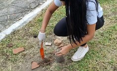 Estudante durante a coleta da pesquisa